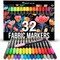 Zenacolor 32 Fabric Markers Pens - Non Toxic, Indelible and Permanent Fabric Paint Pens - Fine Point Tip Textile Marker Pen